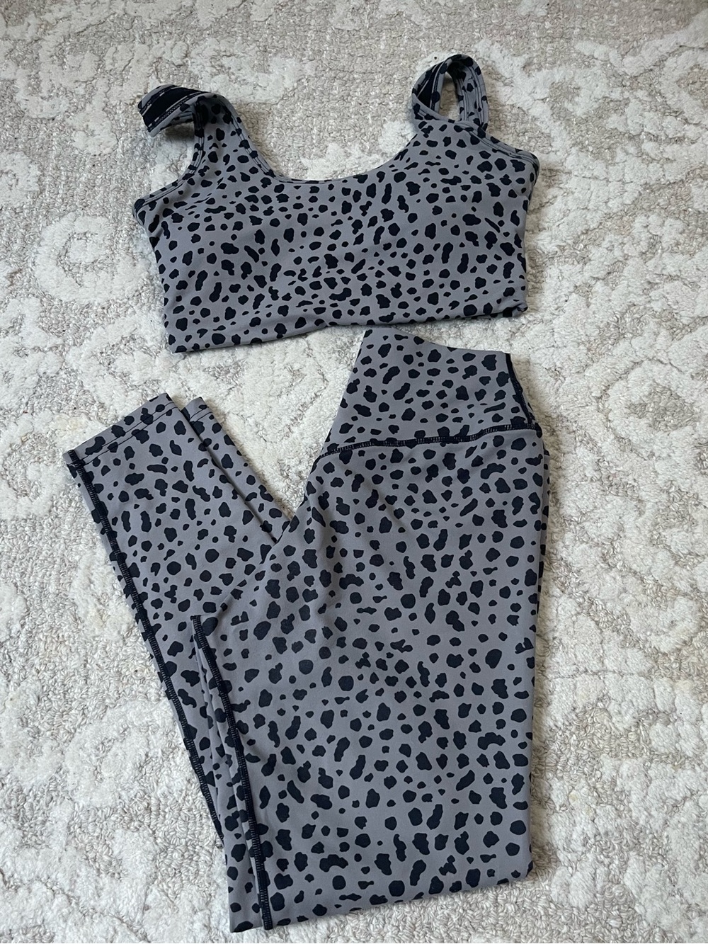 Balance Athletica Leopard Print Leggings - Gray & Black bra set
